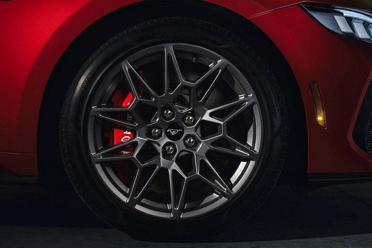 2024 Ford Mustang® model with a close-up of a wheel and brake caliper | Leif Johnson Ford of Buda in Buda TX